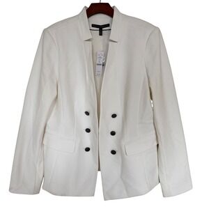White House Black Market White Textured Blazer 16 Hook & Eye Closure Office NWT